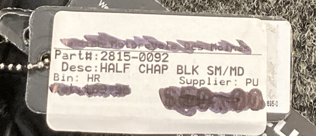 NEW GENUINE Z1R 2815-0092 Half Chaps Black Leather Women's SM/MD