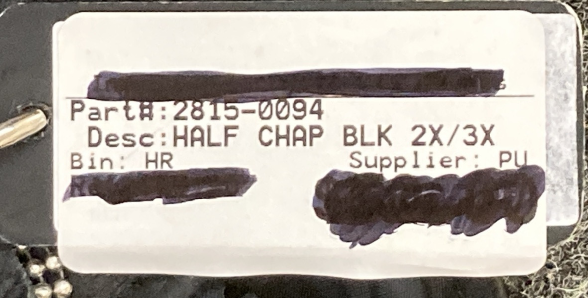 NEW GENUINE Z1R 2815-0094 Half Chaps Black Leather Women's 2X/3X