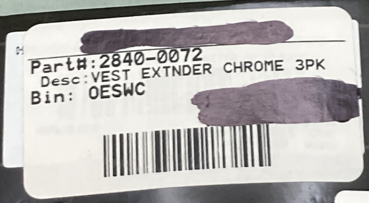 QTY 3 NEW GENUINE Z1R 2840-0072 VEST EXTENDERS 4" CHROME