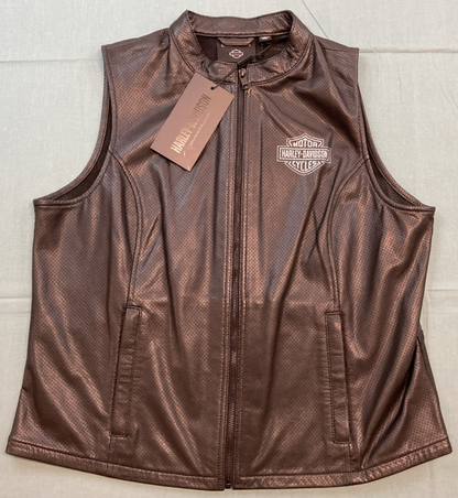 NEW GENUINE HARLEY DAVIDSON 97006-24VW/002L Women´s Leather Vest Factory Perfora