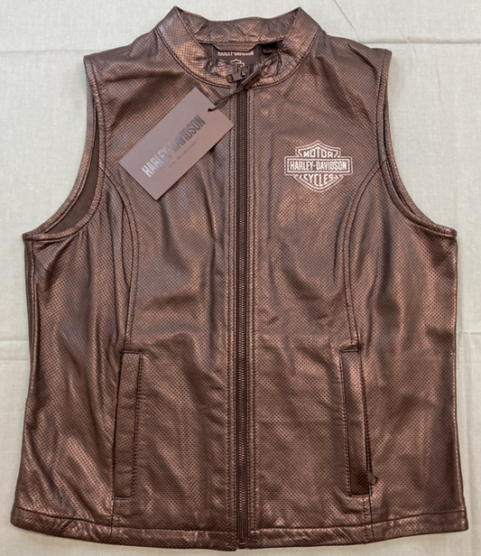 NEW GENUINE HARLEY DAVIDSON 97006-24VW/000M Women´s Leather Vest Factory Perfora