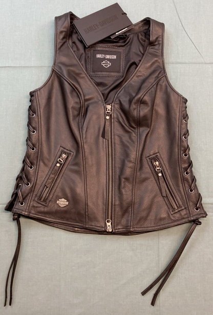 NEW GENUINE HARLEY DAVIDSON 98071-14VW/002S XSM Women’s Avenue Leather Vest