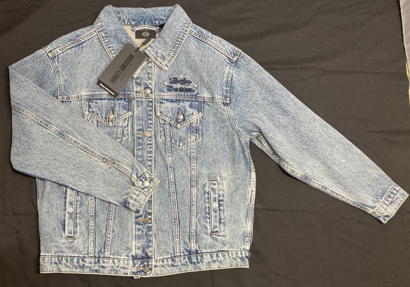 NEW GENUINE HARLEY DAVIDSON 96618-24VW WOMAN'S SM Studded Out Embellished Denim