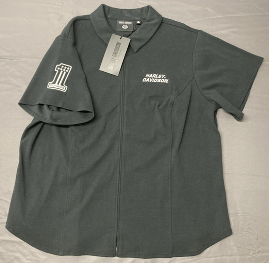 NEW GENUINE HARLEY DAVIDSON 96488-24VW WOMAN'S 2W #1 Racing Zip Front Top