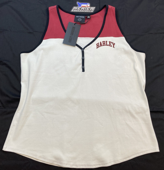 NEW GENUINE HARLEY DAVIDSON 97507-23VW/003W WOMAN'S 3W Colorblocked Henley Rib