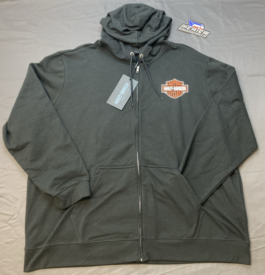 NEW GENUINE HARLEY DAVIDSON 99066-24VM/222L MEN'S XXXL Bar & Shield Logo Zip-Up