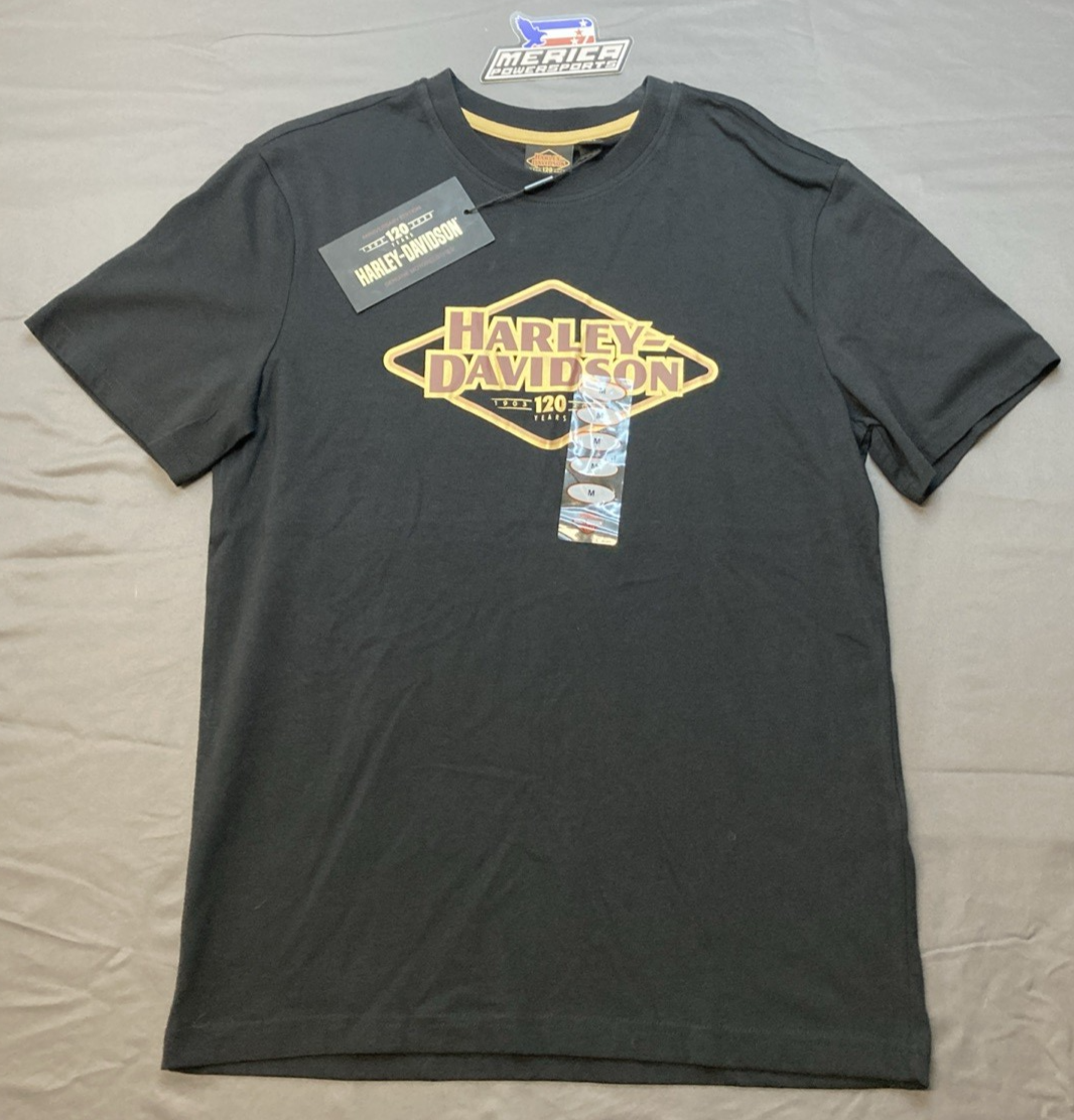 NEW GENUINE HARLEY DAVIDSON 96571-23VM MEN'S MD 120th Anniversary Short Sleeve
