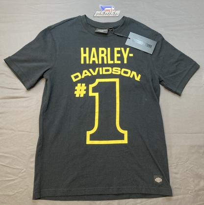 NEW GENUINE HARLEY DAVIDSON 96417-24VM MEN'S MD #1 Racing Mesh Ringer Short Slee
