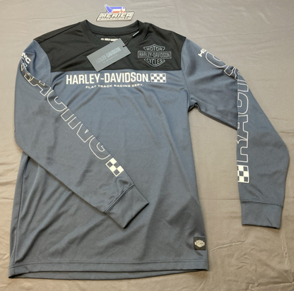 NEW GENUINE HARLEY DAVIDSON 96441-24VM MEN'S MD Blue Blazes Long Sleeve Racing