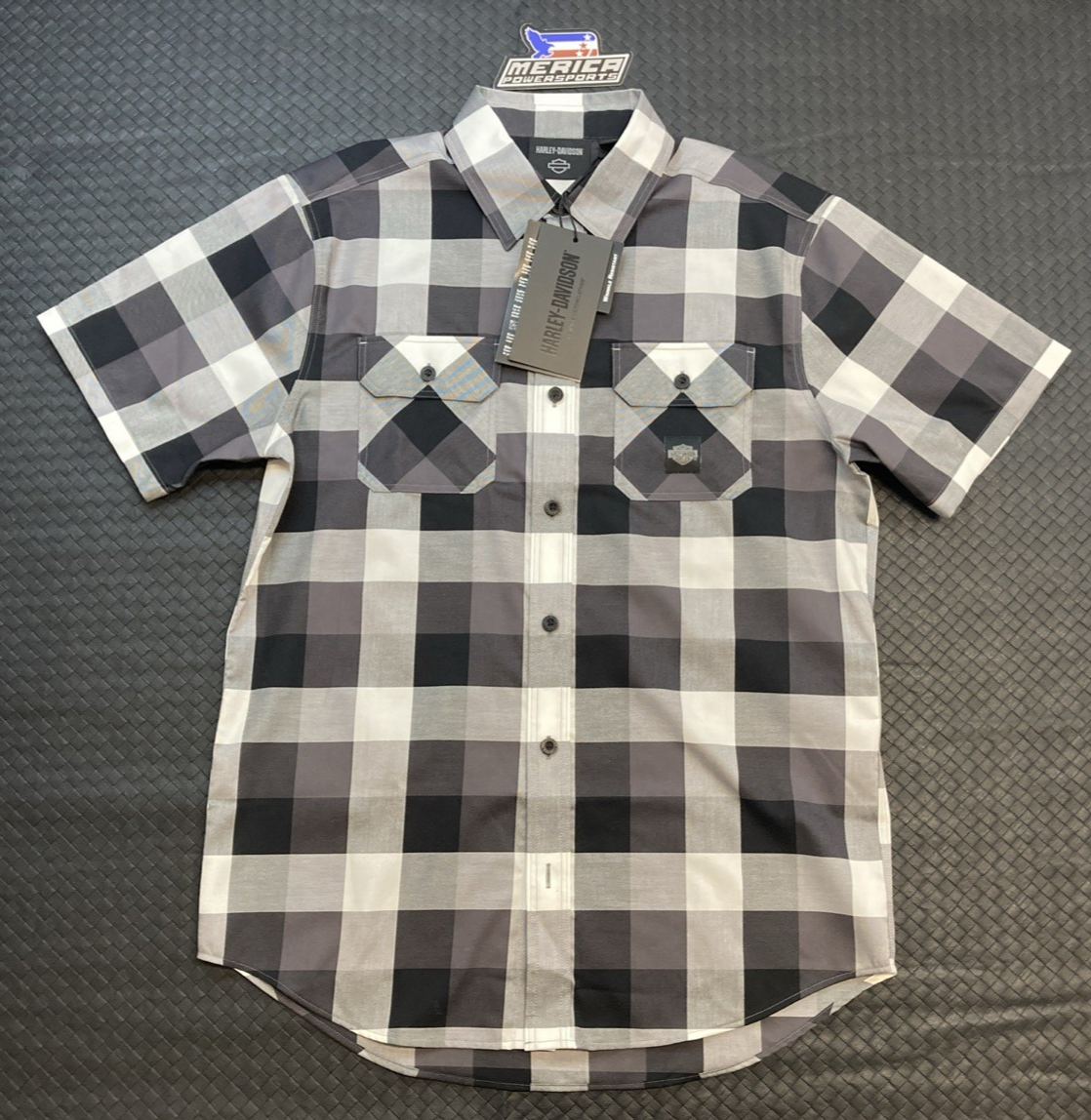 NEW GENUINE HARLEY DAVIDSON 96549-24VM MEN'S MD Bar & Shield Wrinkle Resistant