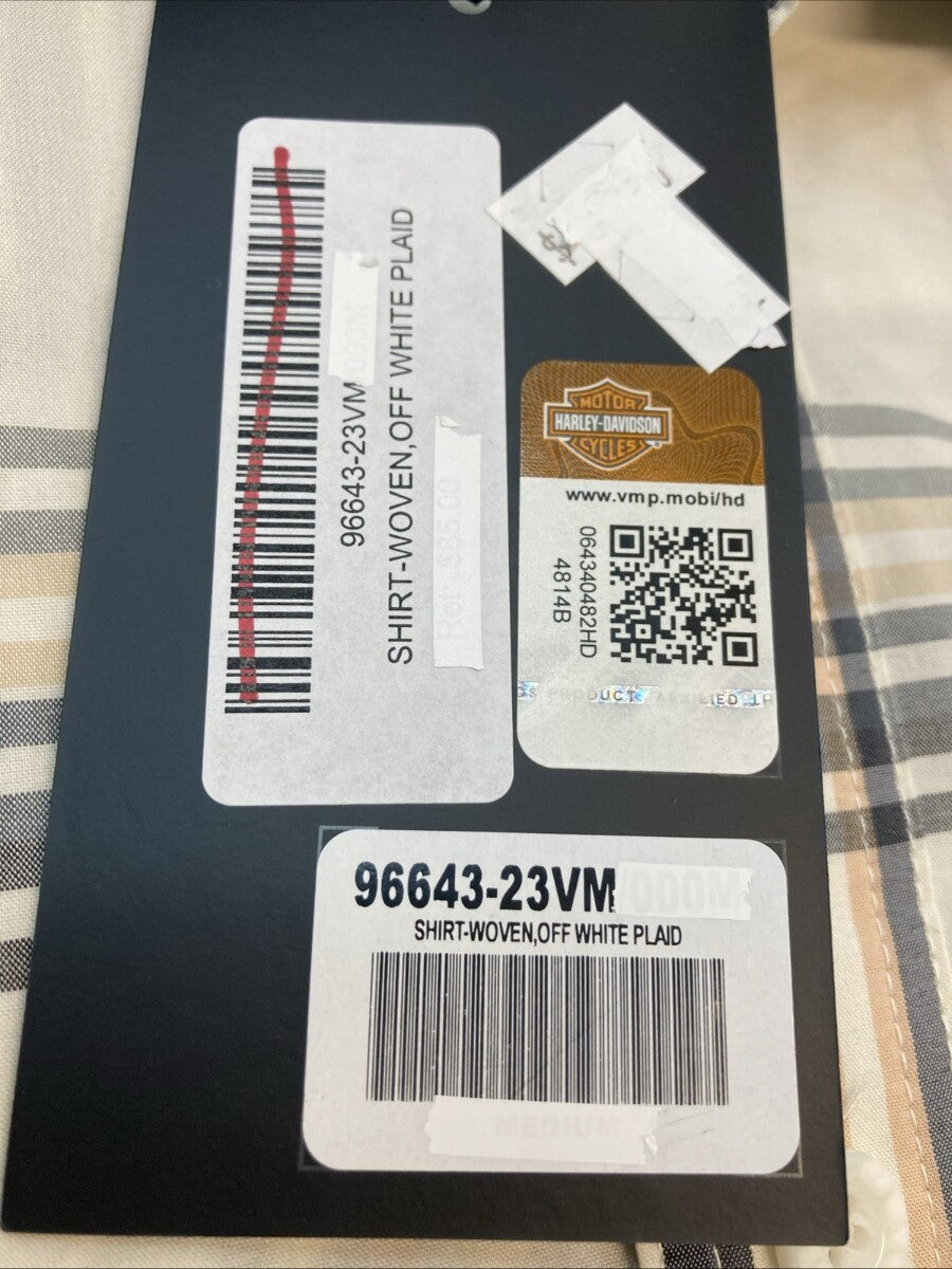 NEW GENUINE HARLEY DAVIDSON 96643-23VM MEN'S MD Men's Classic Bar & Shield Plaid