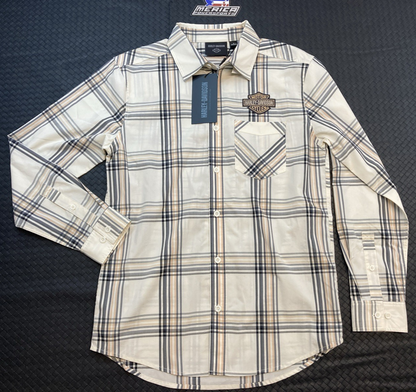 NEW GENUINE HARLEY DAVIDSON 96643-23VM MEN'S MD Men's Classic Bar & Shield Plaid