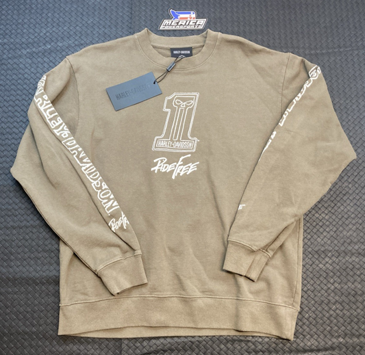 NEW GENUINE HARLEY DAVIDSON 96828-24VX LG Willie G #1 Skull Sketch Crewneck