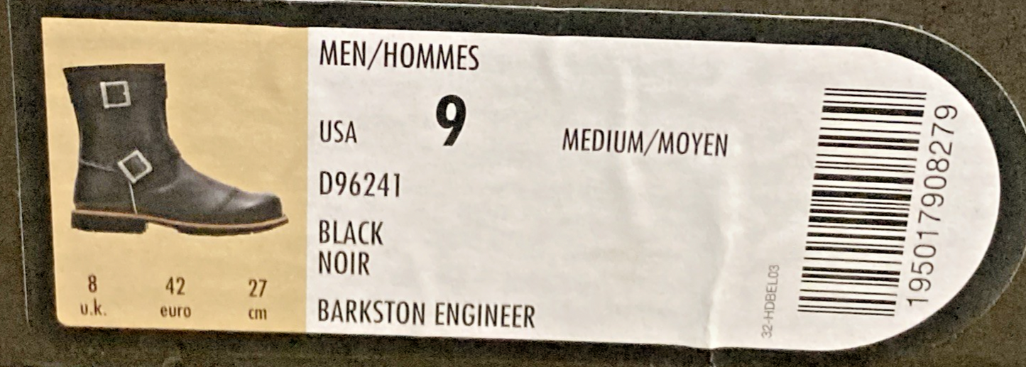 NEW GENUINE HARLEY DAVIDSON D96241 SIZE 9 MEN'S BARKSTON ENGINEER BLK MOTORCYCLE