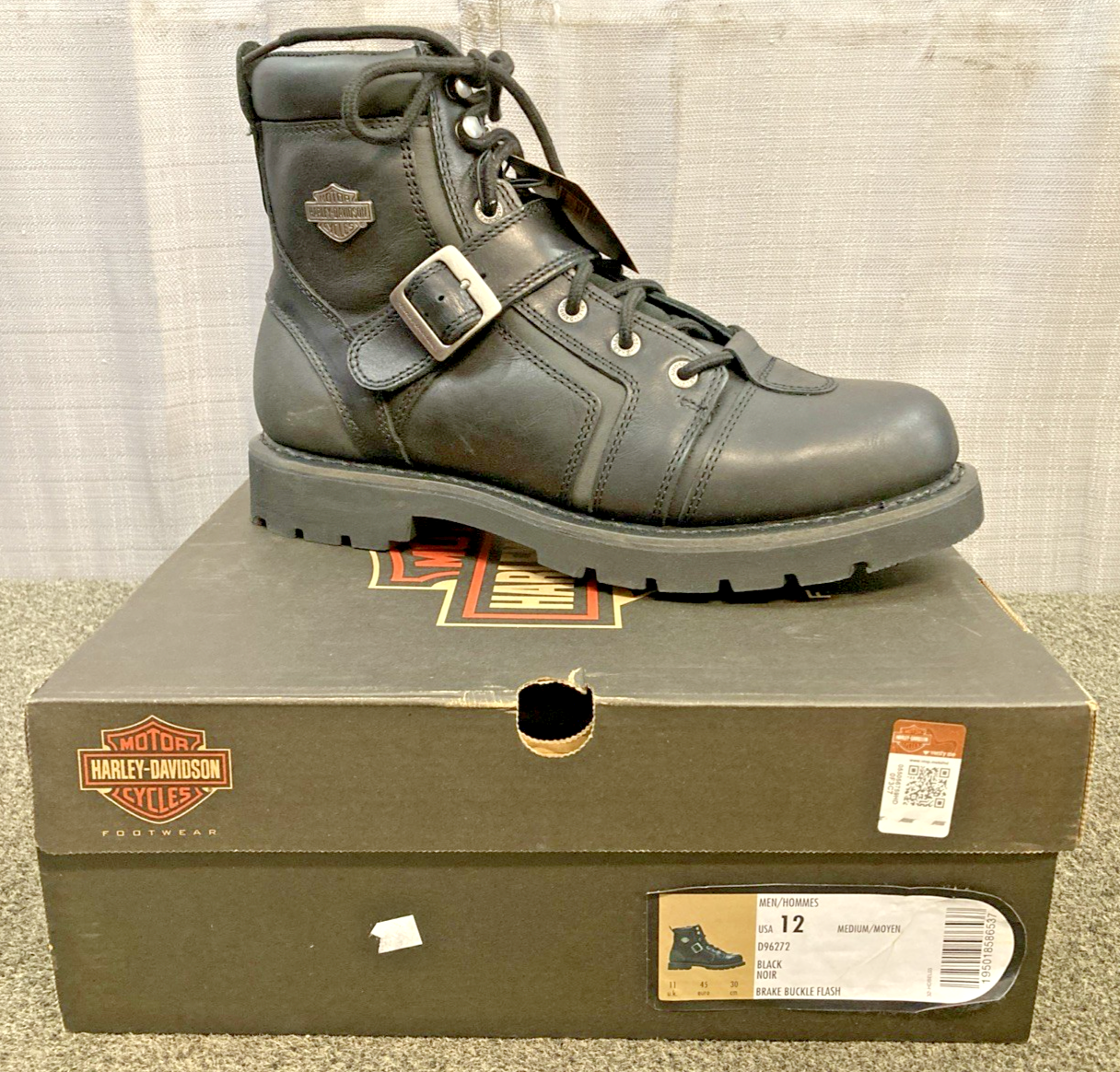 NEW GENUINE HARLEY DAVIDSON D96272 SIZE 12 MEN'S BRAKE BUCKLE FLASH BLK M/C BOOT