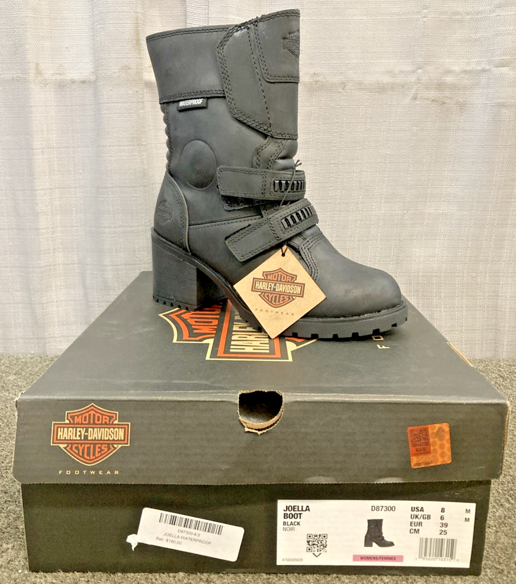 NEW GENUINE HARLEY DAVIDSON D87300 SIZE 8 WOMEN'S JOELLA BLK MOTORCYCLE BOOTS