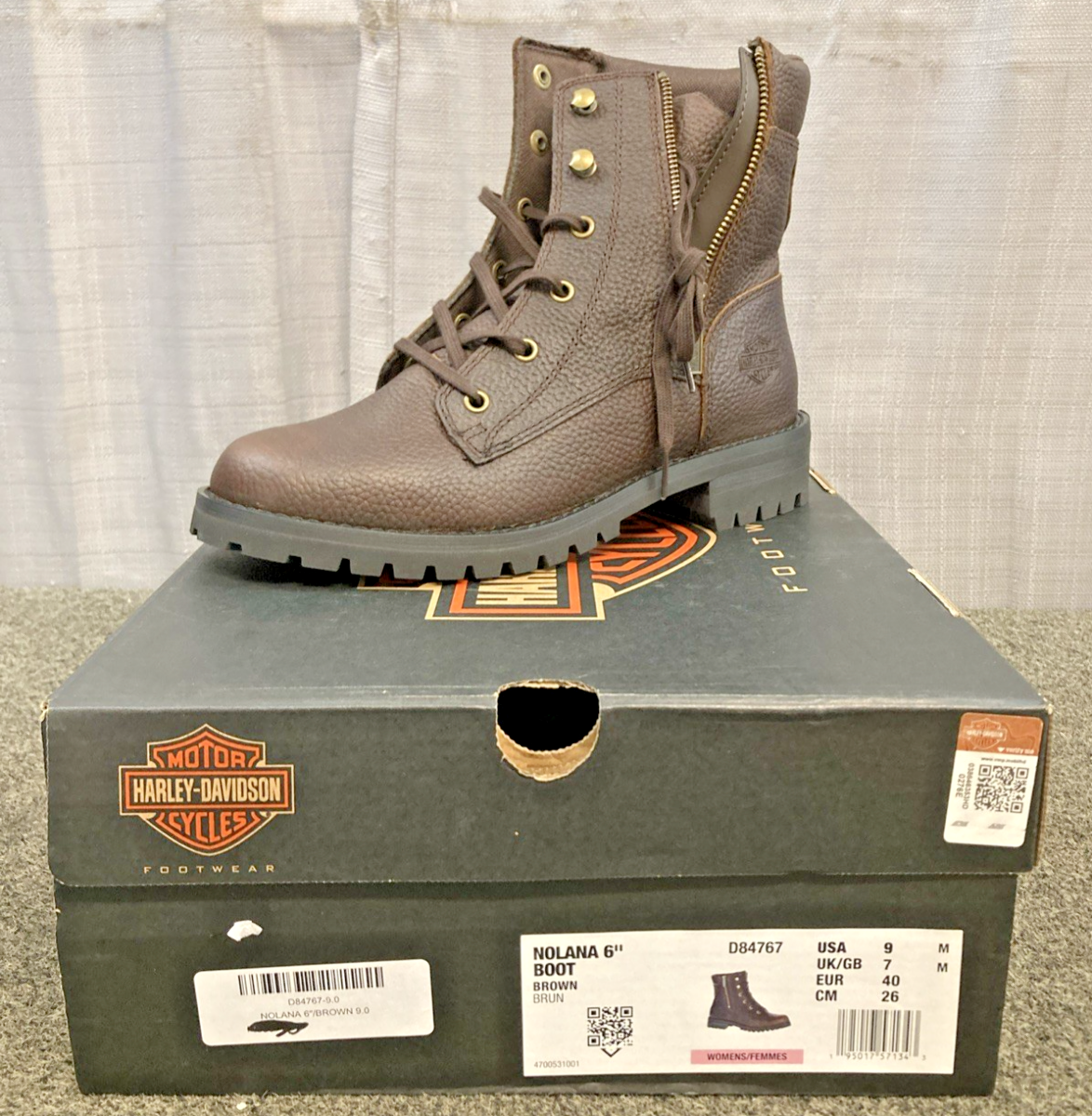 NEW GENUINE HARLEY DAVIDSON D84767 SIZE 9 WOMEN'S NOLANA 6" BRWN MOTORCYCLE BOOT