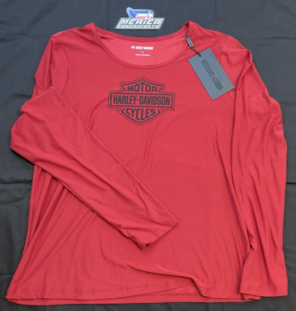 NEW GENUINE HARLEY DAVIDSON 96162-25VW WOMAN'S MD Bar & Shield Plaid Long Sleeve
