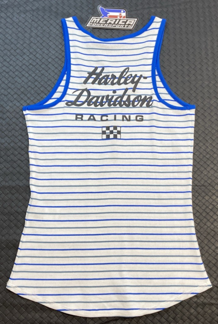 NEW GENUINE HARLEY DAVIDSON 96493-24VW WOMAN'S 3W #1 Racing Striped Tank Top
