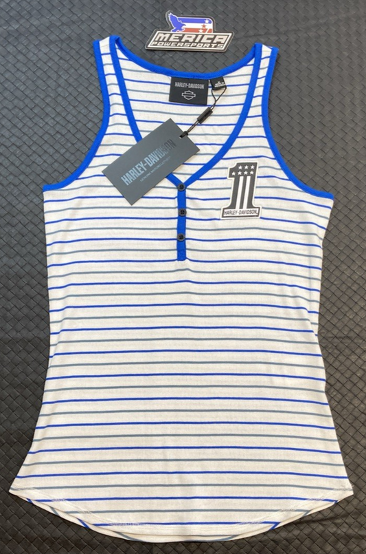 NEW GENUINE HARLEY DAVIDSON 96493-24VW WOMAN'S 3W #1 Racing Striped Tank Top