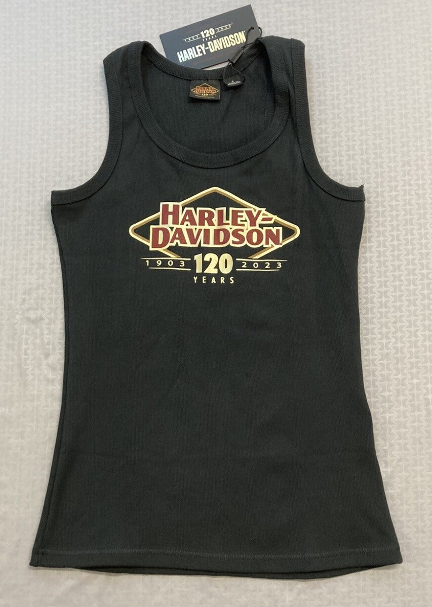NEW GENUINE HARLEY DAVIDSON 96723-23VW Women's XS 120th Black Knit Tank