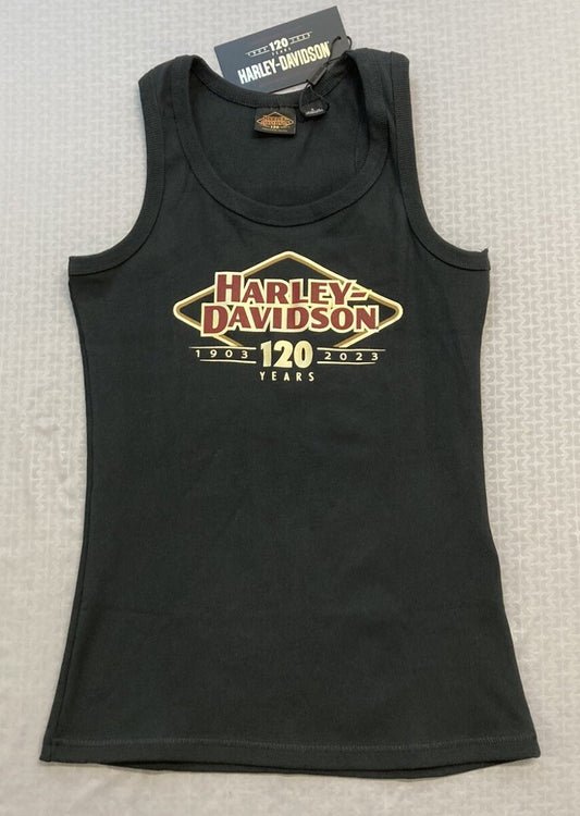NEW GENUINE HARLEY DAVIDSON 96723-23VW Women's XS 120th Black Knit Tank