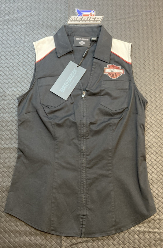 NEW GENUINE HARLEY DAVIDSON 97518-23VM Women's XS Liberty Sleeveless Zip Front
