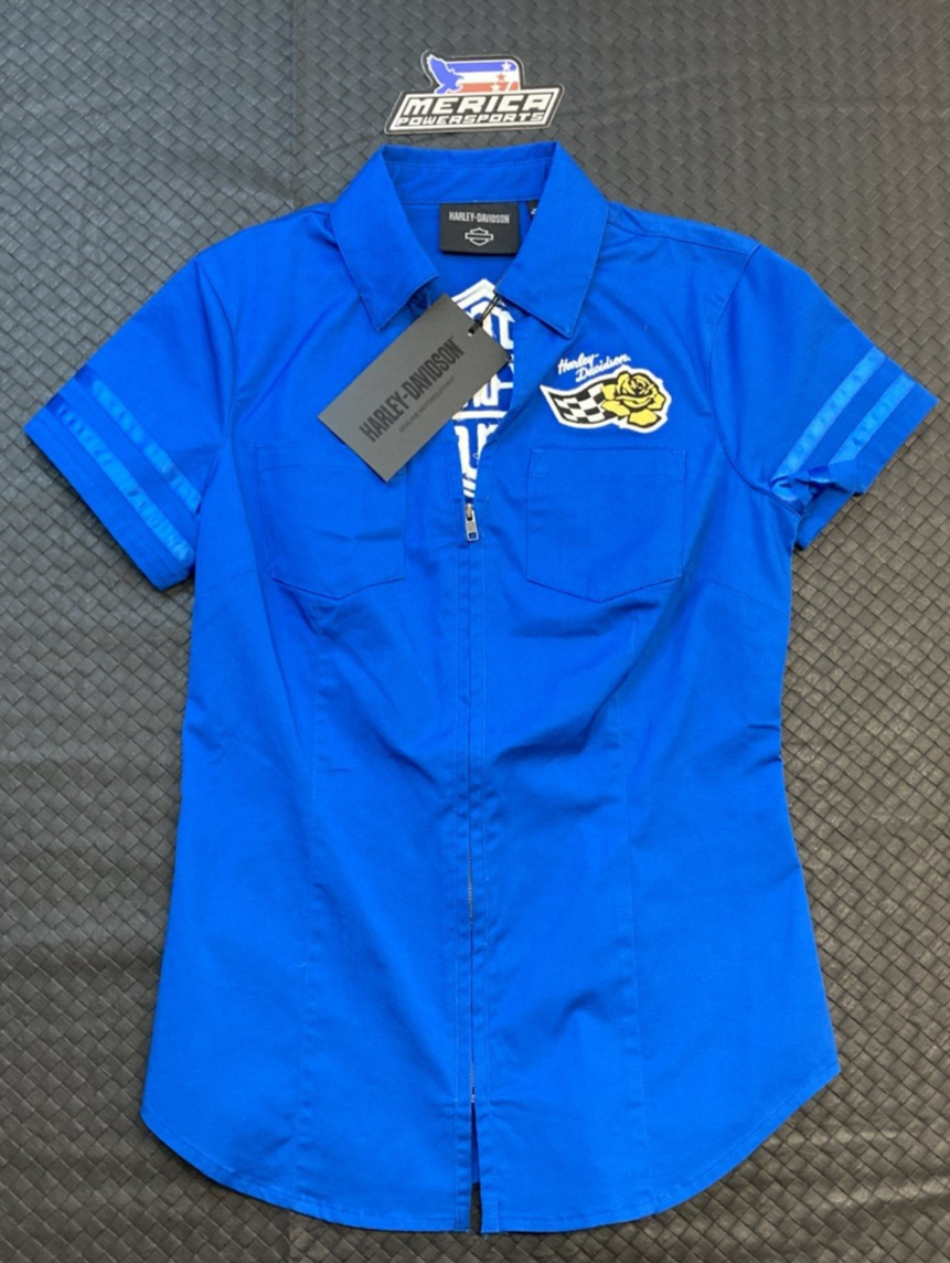 NEW GENUINE HARLEY DAVIDSON 96510-24VW Women's XS Bar & Shield Zip Front Shirt