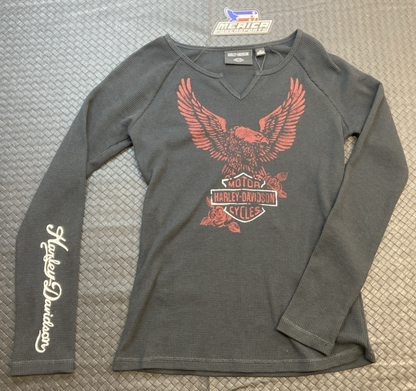 NEW GENUINE HARLEY DAVIDSON 96270-24VW Women's XS Flying Eagle Long Sleeve