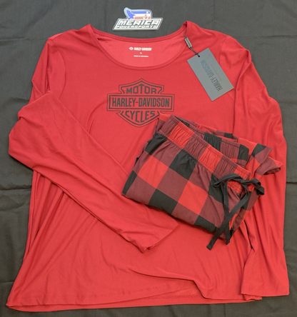 NEW GENUINE HARLEY DAVIDSON 96162-25VW WOMAN'S 3W Bar & Shield Plaid Long Sleeve
