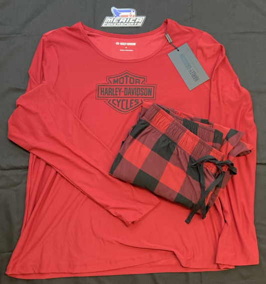 NEW GENUINE HARLEY DAVIDSON 96162-25VW WOMAN'S 3W Bar & Shield Plaid Long Sleeve