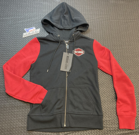 NEW GENUINE HARLEY DAVIDSON 96241-24VW WOMAN'S XS Bar & Shield Zip Front Hoodie