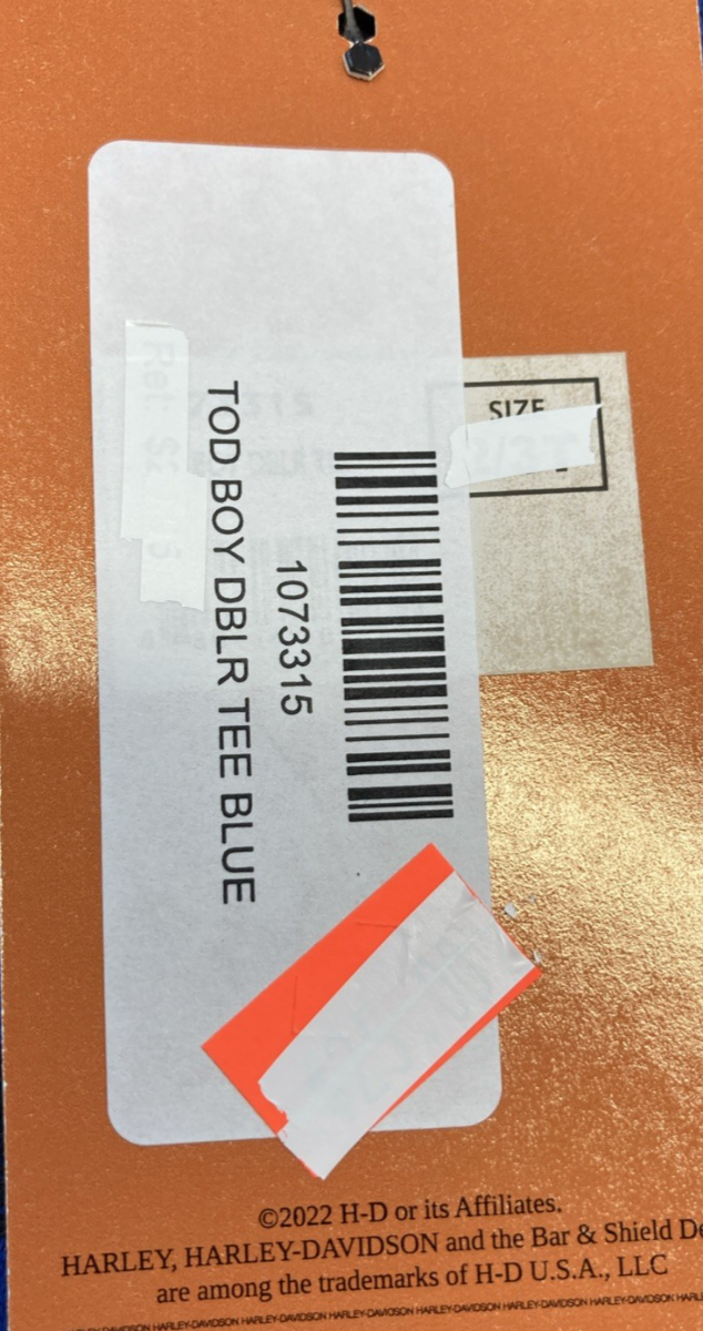 NEW GENUINE HARLEY DAVIDSON 1083315 BOY'S 6/7 Colorblocked Double Layer