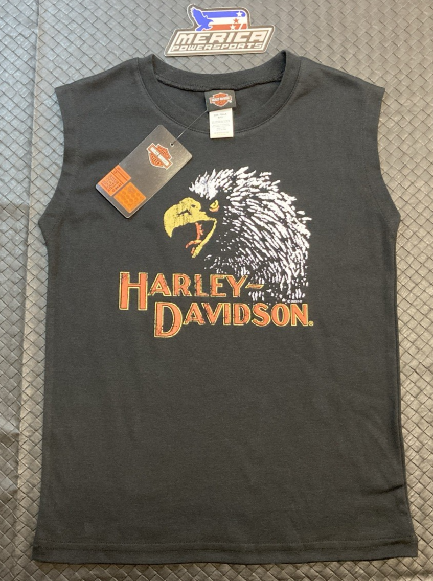 NEW GENUINE HARLEY DAVIDSON 1092304 BOY'S 8/10 Distressed Eagle Sleeveless