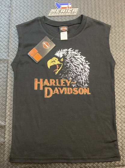NEW GENUINE HARLEY DAVIDSON 1092304 BOY'S 8/10 Distressed Eagle Sleeveless