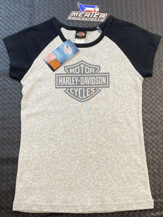 NEW GENUINE HARLEY DAVIDSON 1042306 Girls' 7/8 B&S Raglan Short Sleeve