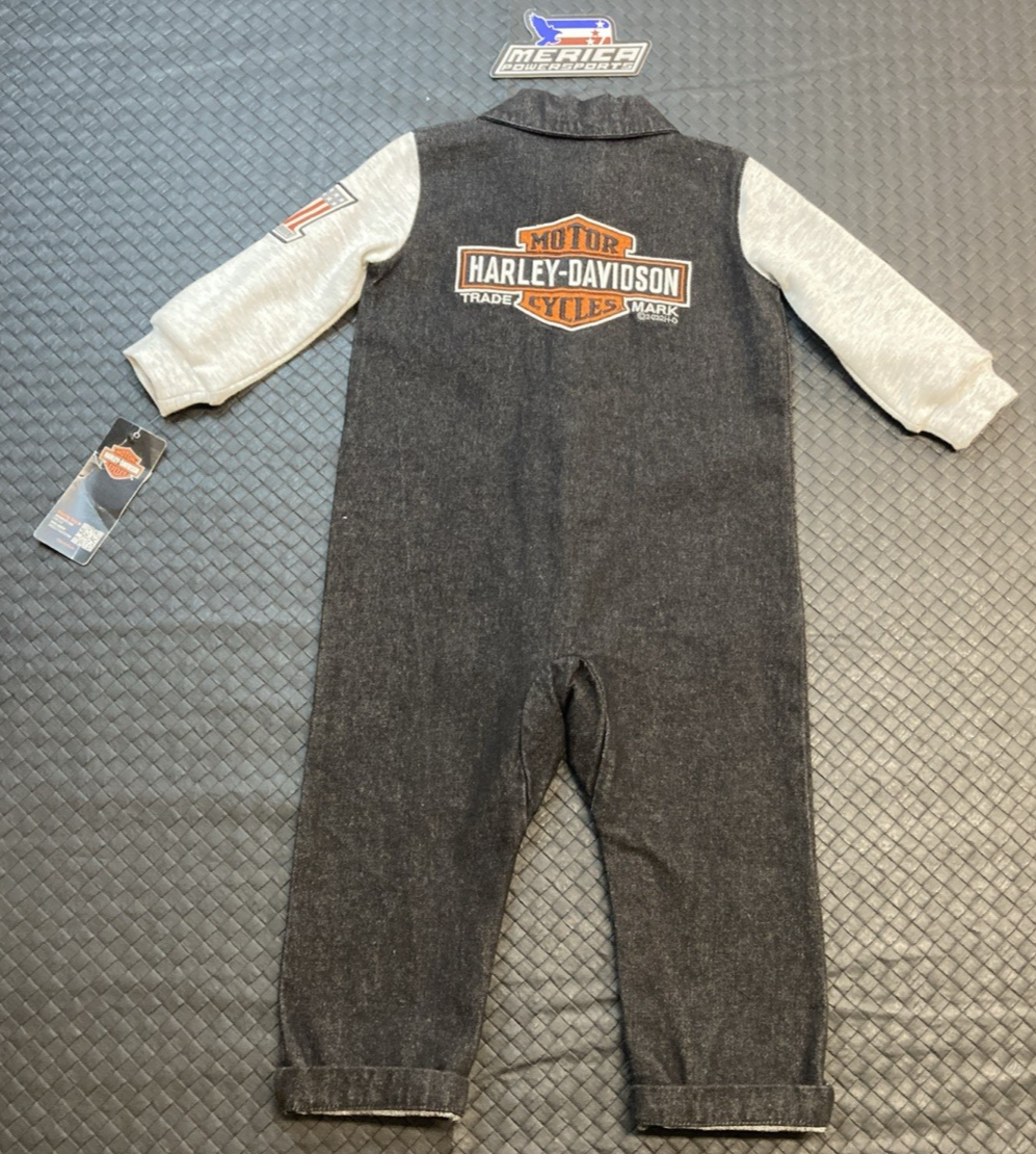 NEW GENUINE HARLEY DAVIDSON 3060102 BOY'S 12/18M B&S Denim Infant Work Shop