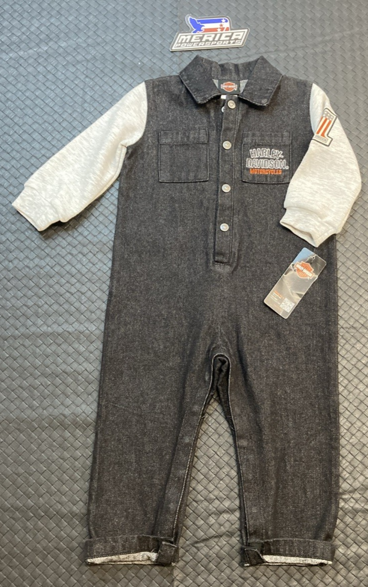 NEW GENUINE HARLEY DAVIDSON 3060102 BOY'S 12/18M B&S Denim Infant Work Shop