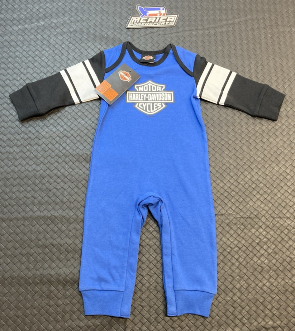 NEW GENUINE HARLEY DAVIDSON 3053304 BOY'S 6/9M Bar & Shield Logo Knit Coveralls