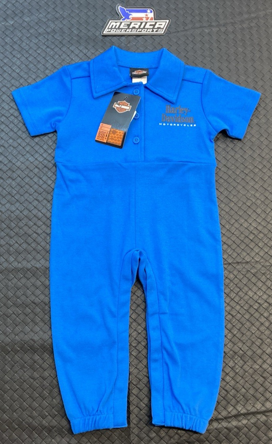 NEW GENUINE HARLEY DAVIDSON 3003310 GIRLS' 9/12M baby jumpsuit polo style