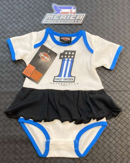 NEW GENUINE HARLEY DAVIDSON 2503306 GIRLS' 0/3M #1 Newborn Knit Dress Creeper