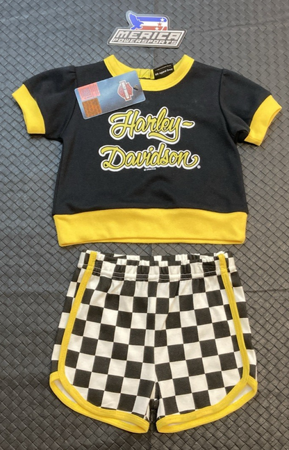 NEW GENUINE HARLEY DAVIDSON 2011408 GIRLS' 12/18M 2 Piece Infant Racing Knit Tee
