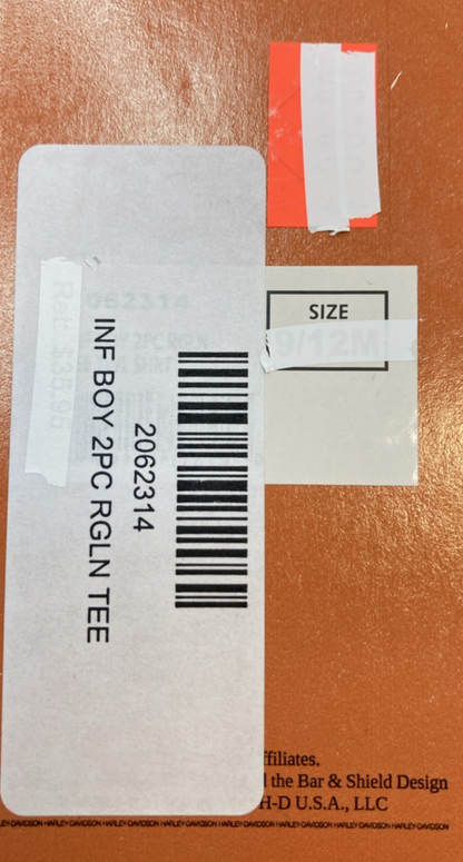 NEW GENUINE HARLEY DAVIDSON 2062314 BOYS 9/12M 2-Piece Infant B&S Raglan Tee