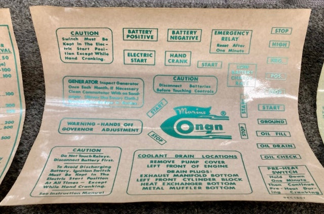 ONAN 98B1807 Label Kit, Marine Service New Genuine