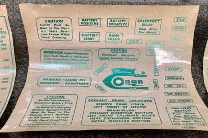 ONAN 98B1807 Label Kit, Marine Service New Genuine