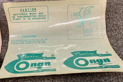ONAN 98B1807 Label Kit, Marine Service New Genuine