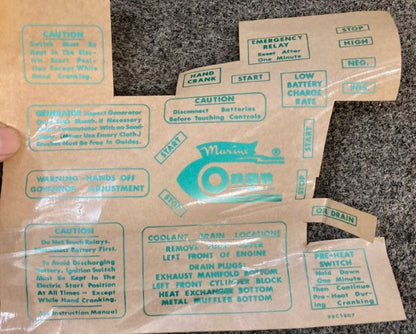 ONAN 98B1807 Label Kit, Marine Service New Genuine