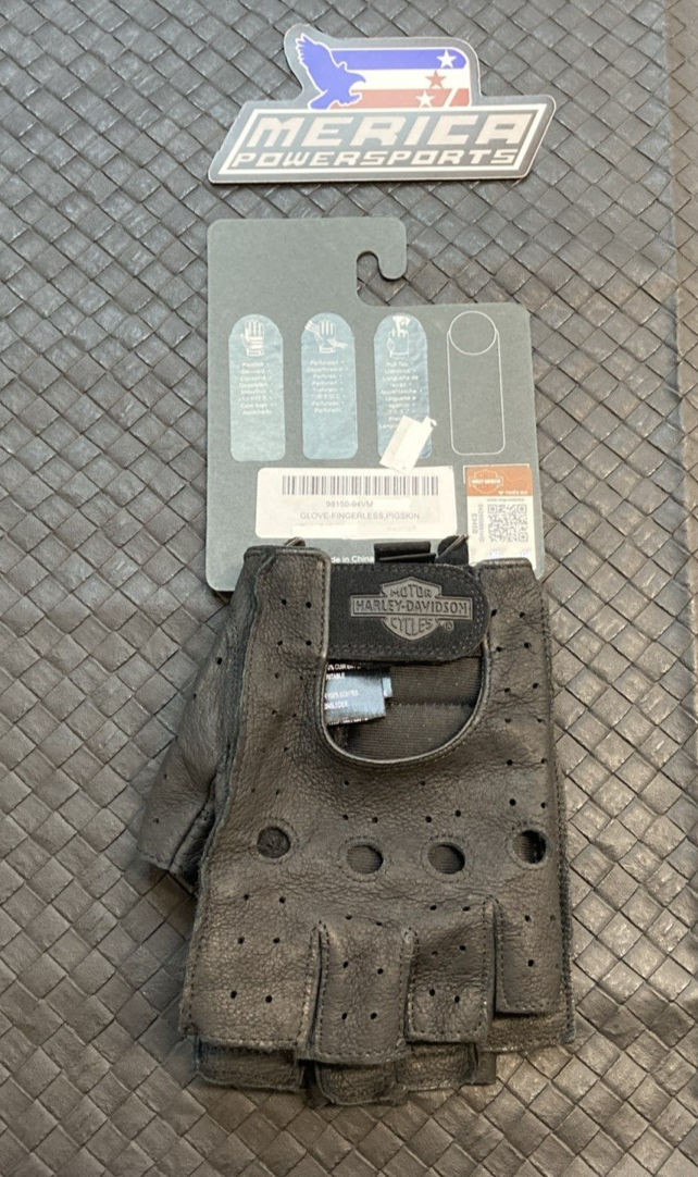 NEW GENUINE HARLEY-DAVIDSON MEN'S 98150-94VM MD Bar & Shield Fingerless Leather