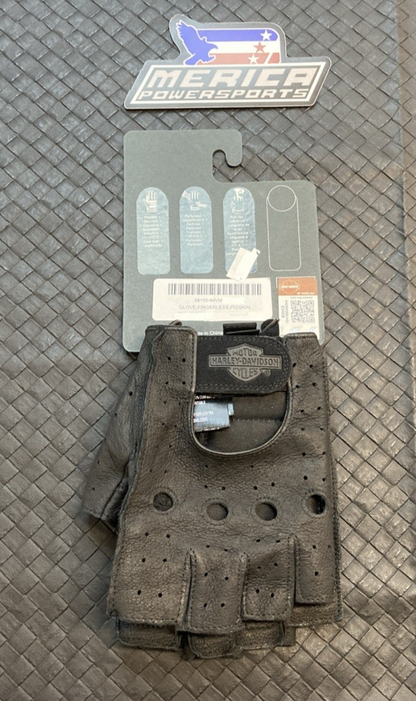 NEW GENUINE HARLEY-DAVIDSON MEN'S 98150-94VM MD Bar & Shield Fingerless Leather