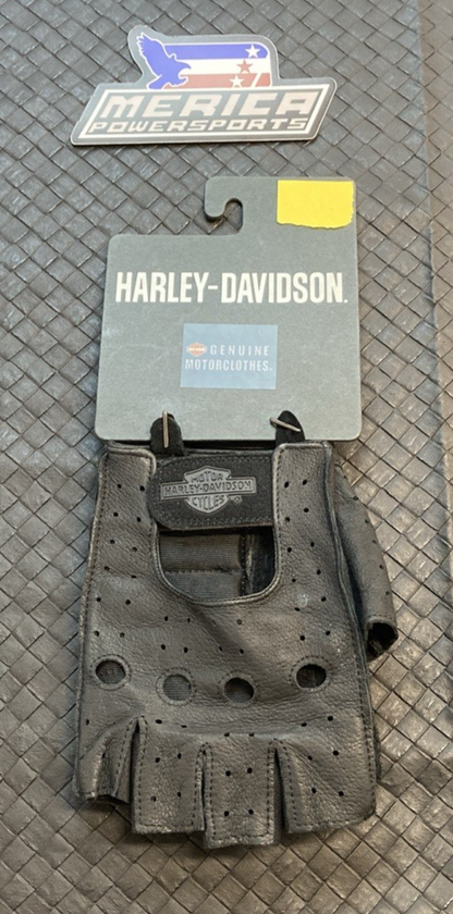 NEW GENUINE HARLEY-DAVIDSON MEN'S 98150-94VM MD Bar & Shield Fingerless Leather